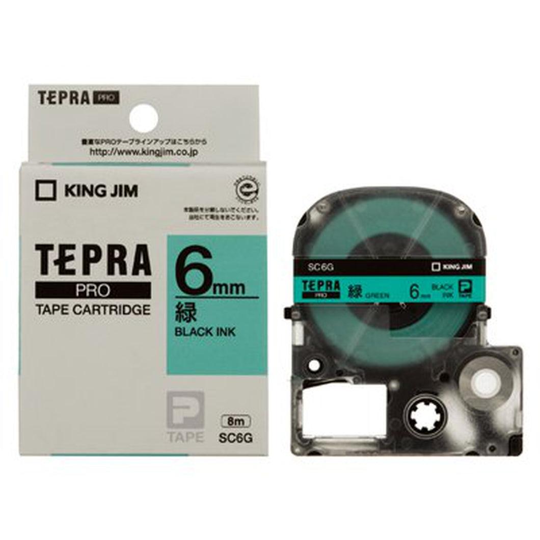 テプラPROテープカートリッジ カラーラベル(パステル） SC6G 6mm幅 緑/黒文字