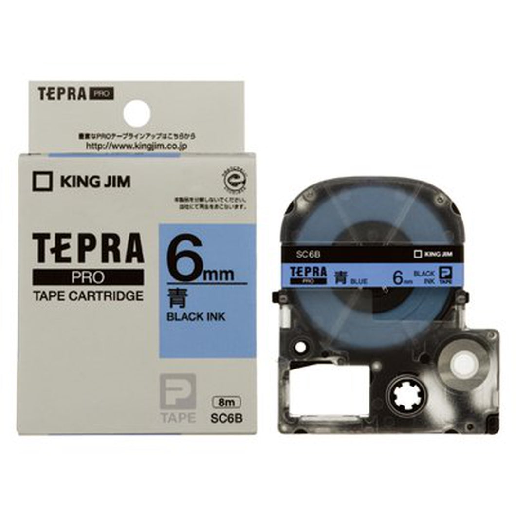 テプラPROテープカートリッジ カラーラベル(パステル） SC6B 6mm幅 青/黒文字